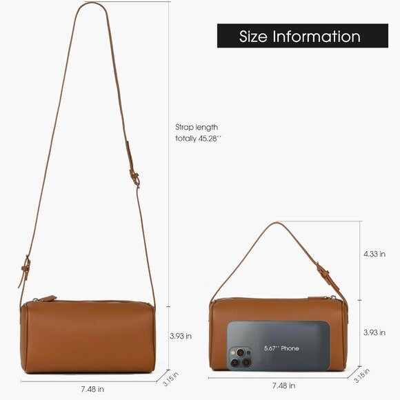 ⚡Women Caramel Lychee Pattern Premium Full Grained Leather Crossbody Strap Bag - Picture 4 of 7
